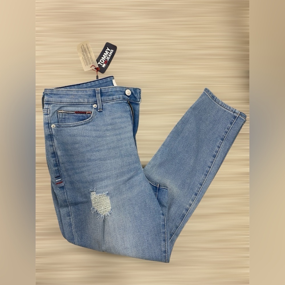 Tommy Hilfiger Skinny Jeans Women 31 Light Wash Distressed Mid Rise Stretch - Picture 5 of 5